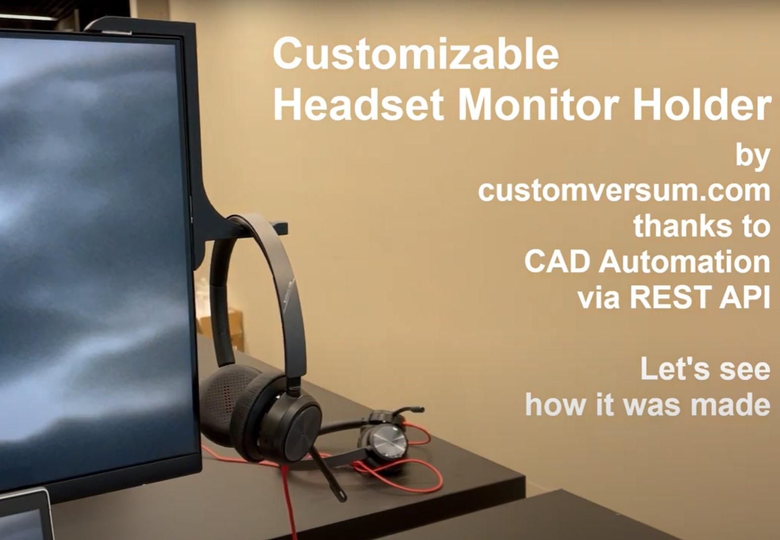 Customizable Headset Monitor Holder  3d model