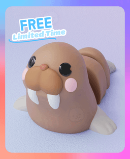 Flexi Walrus Keychain (Single Color) 3d model