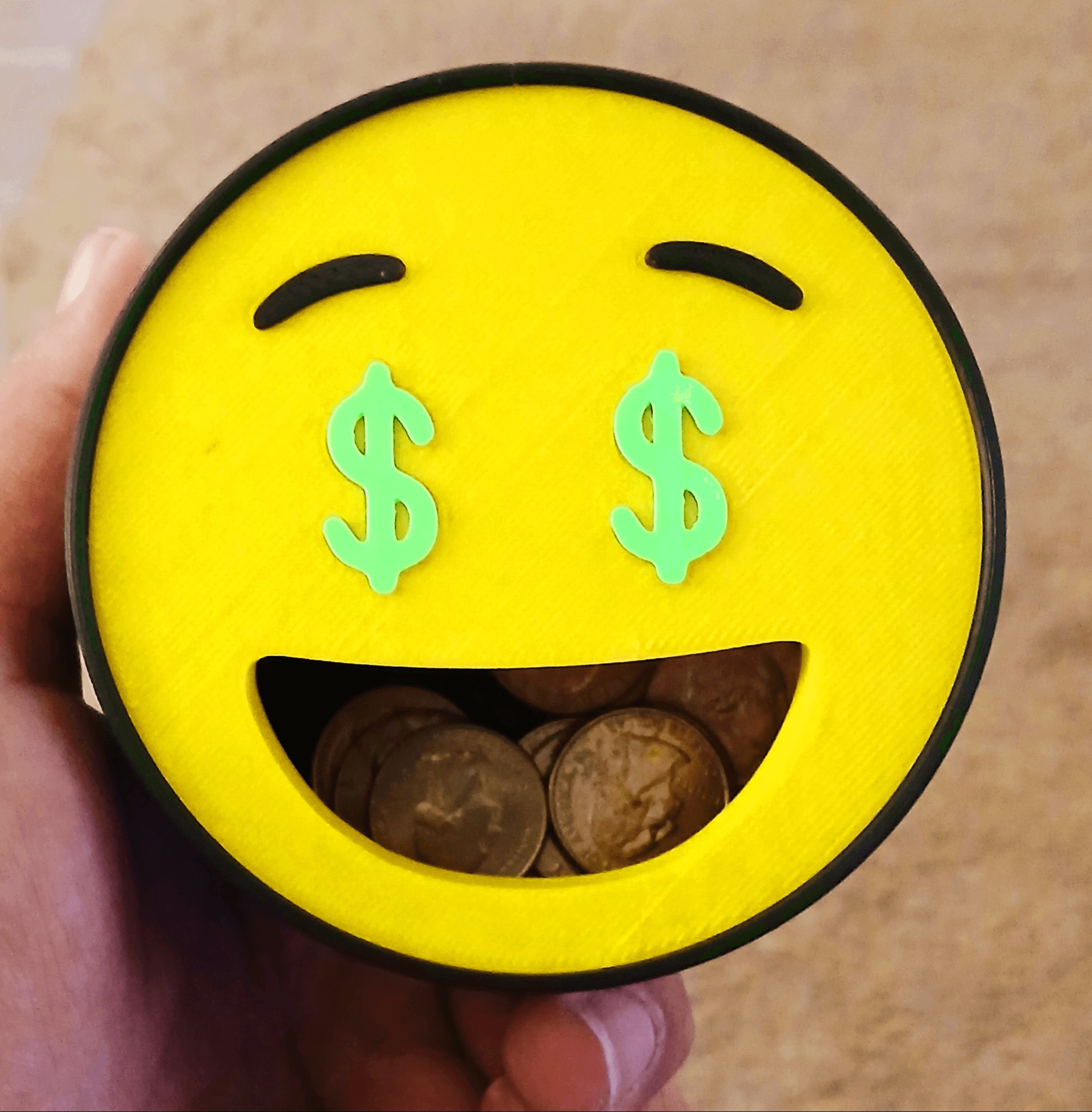 Smiley Money Face - Spare Change Container 3d model