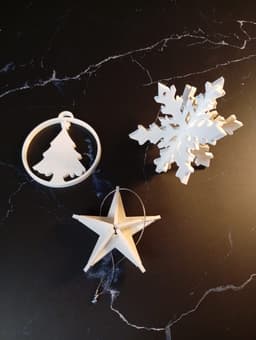 CHRISTMAS ORNAMENTS – SET 2 (Sleigh, Lantern, Star, Snowflake & Tree Bauble) 3d model