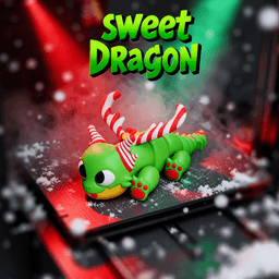 Fidjet Dragon – Articulated Christmas Candy-Cane Dragon with Egg 3d model