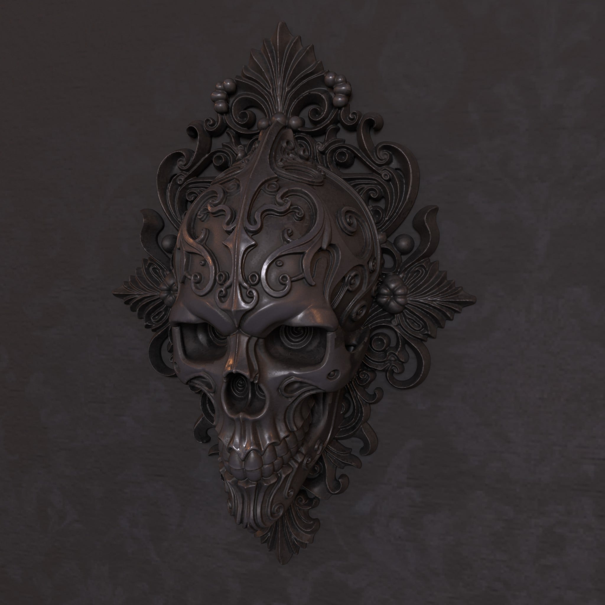 Gothic Skull Wall Mount.stl 3d model