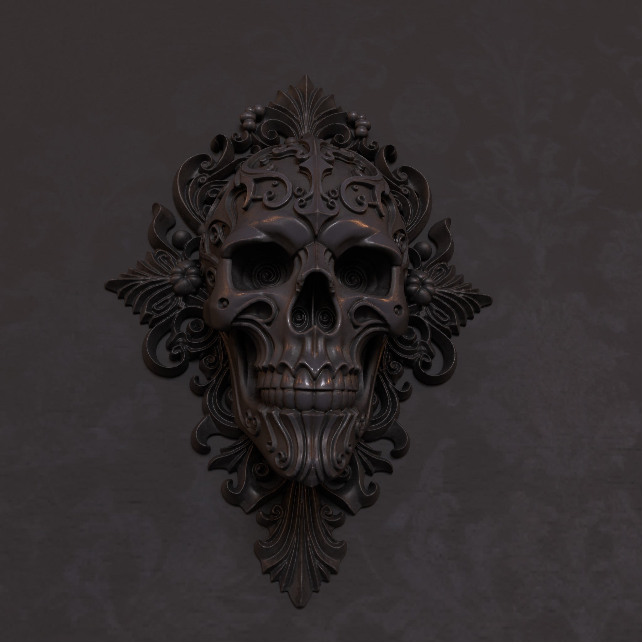 Gothic Skull Wall Mount.stl 3d model