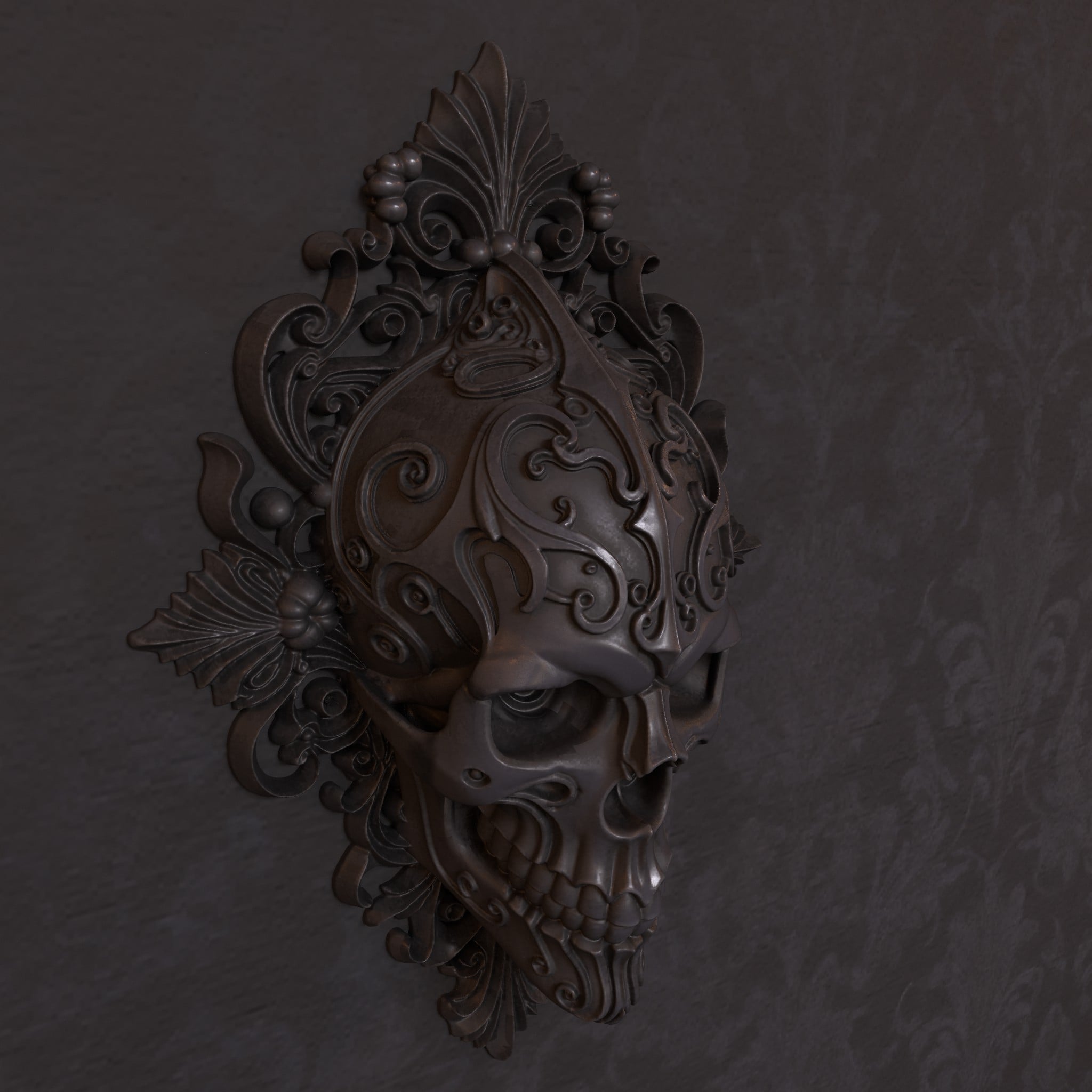 Gothic Skull Wall Mount.stl 3d model