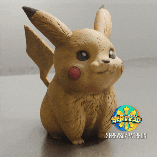 Realistic Pikachu - Pokémon Figurine - No Supports 3D Print STL/3MF 3d model