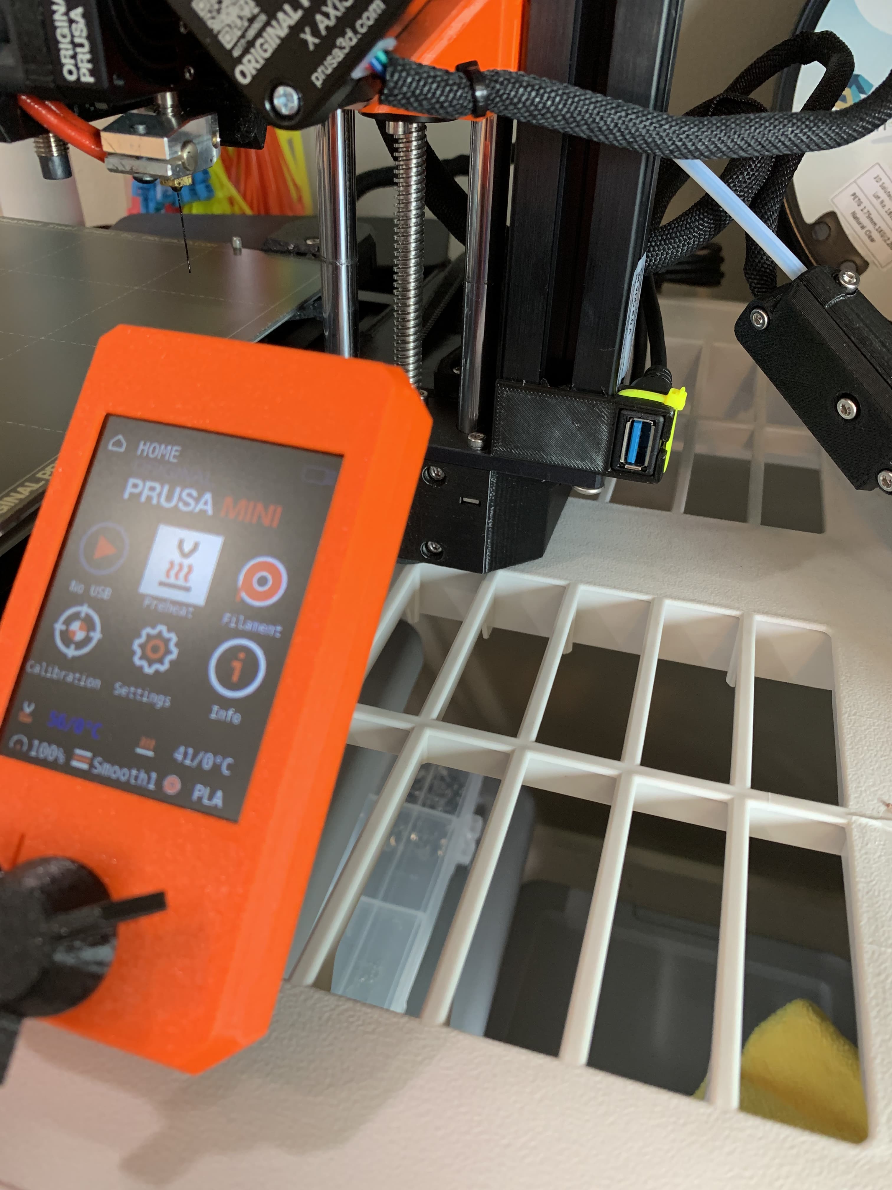 Prusa Mini USB Extension Bracket - Bracket installed with a zip tie - 3d model