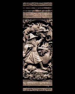 Intricate Carvings of A Epic Fantasy Battle between Mage and Dragon - Set of Bookmarks 3d model