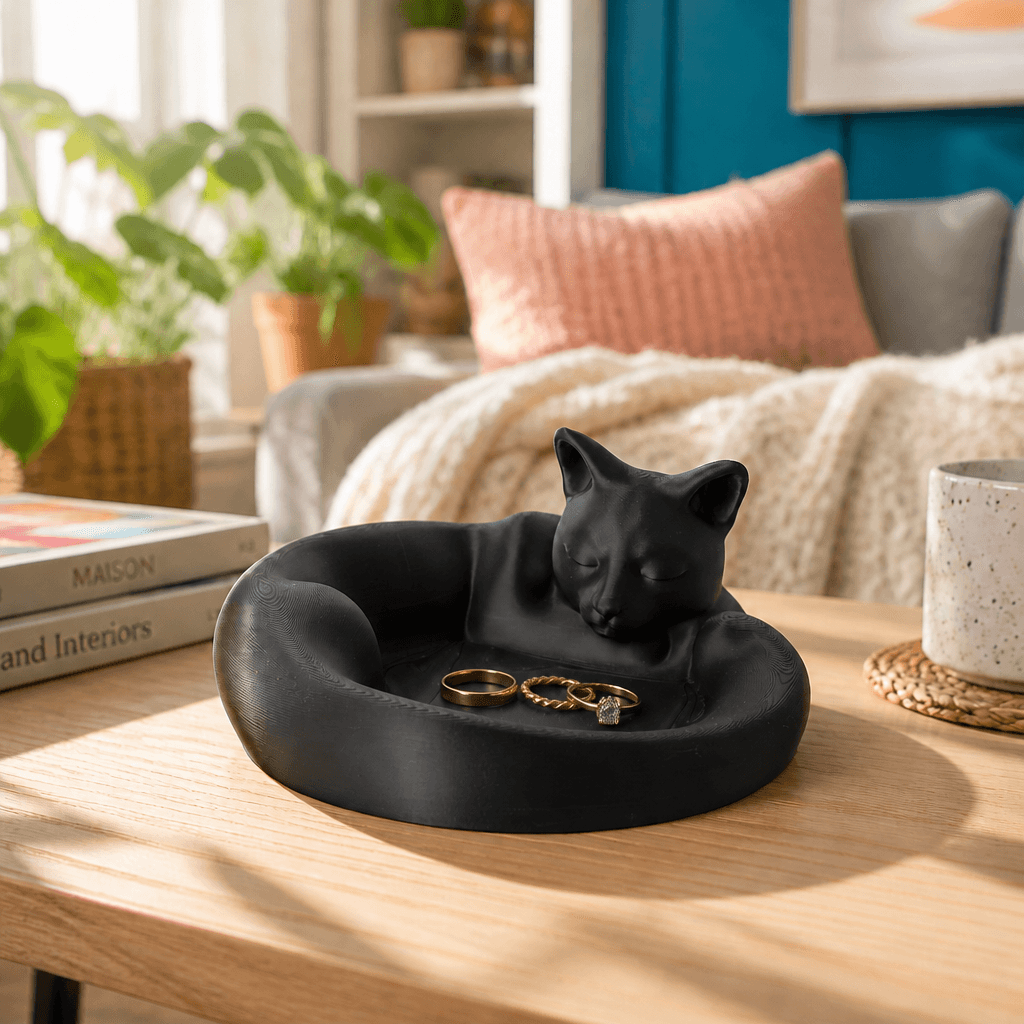 Sleeping Cat Trinket Tray - Desk Decor 3d model