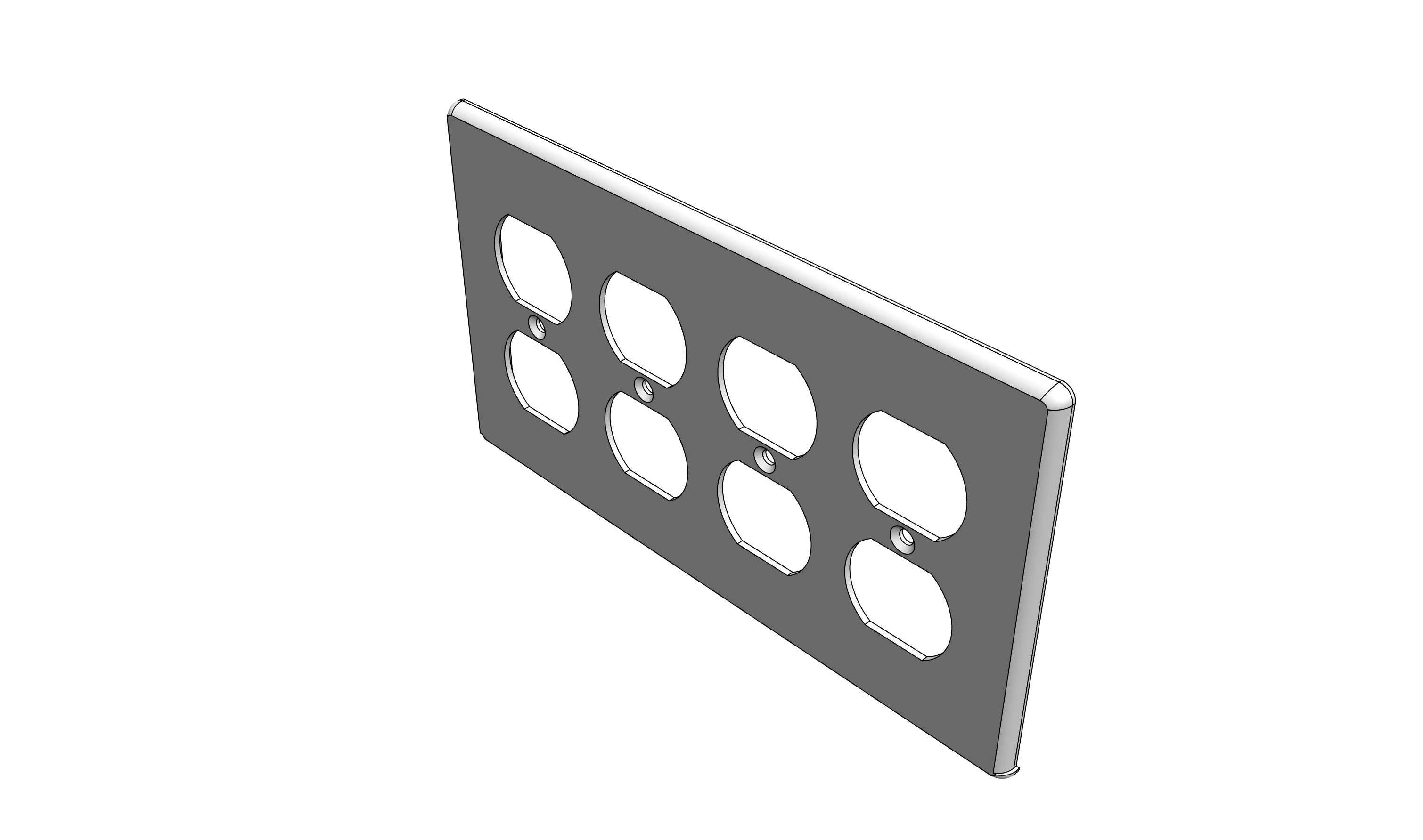 Four Gang Electrical Outlet Wall Plate (Original Replacement) 3d model