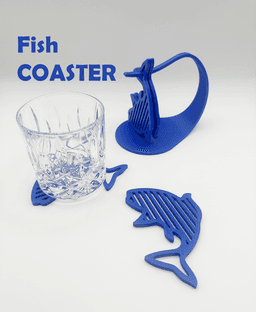 Fish Coaster with Holder 3d model