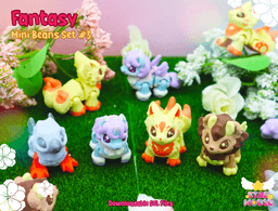 Fantasy Mini Beans (Kitsune, Unicorn, Manticore, Hippogriff) 3d model