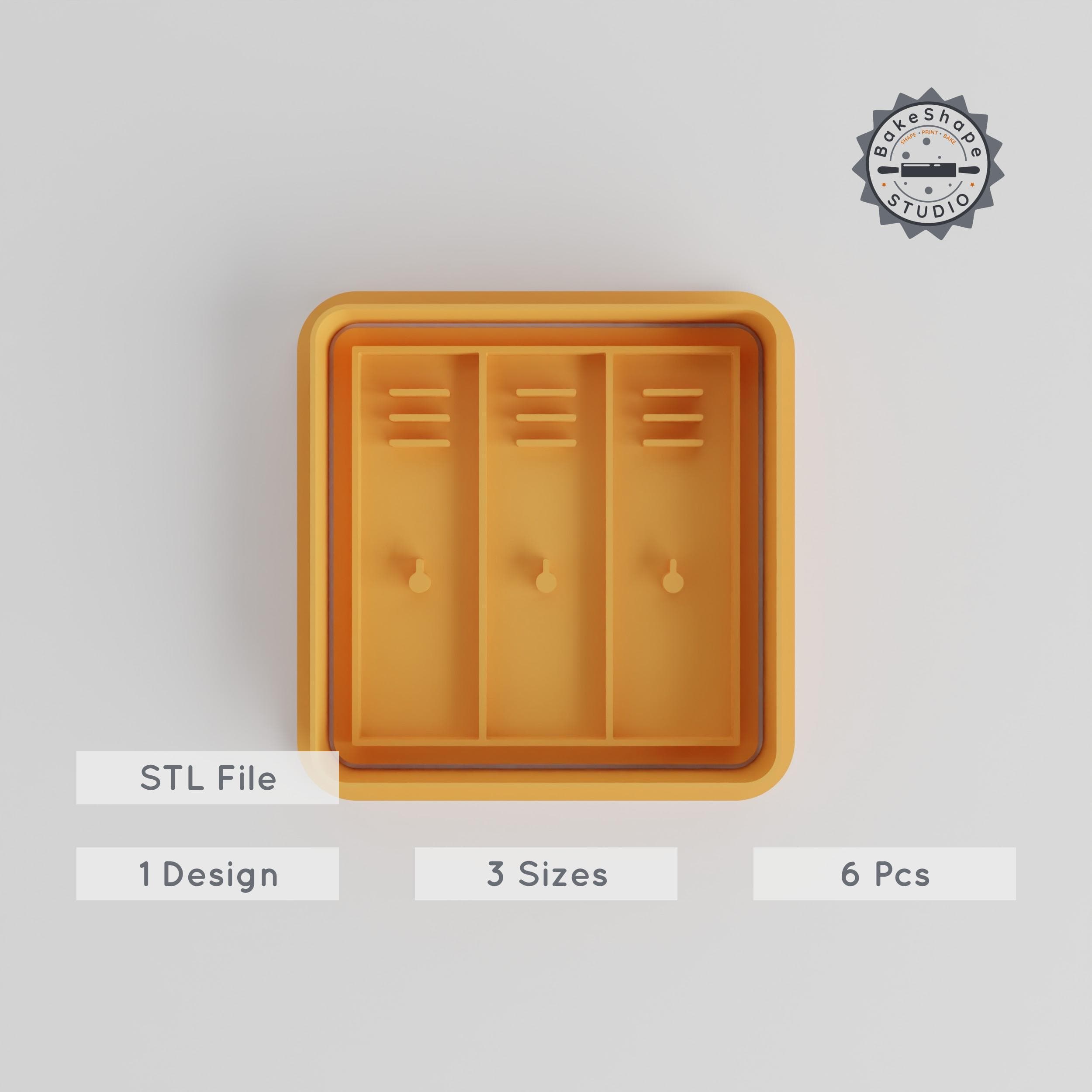 Lockers Shape Cutter & Stamp Set, Perfect for Cookies & Fondant, Includes 3 Sizes, Storage, School & Athletic Themes PRODUCT_2929 3d model