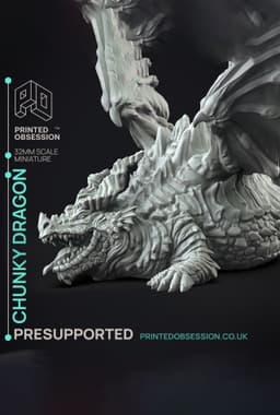 Fat Dragon - Possessed Bakery - PRESUPPORTED - Illustrated and Stats - 32mm scale 3d model