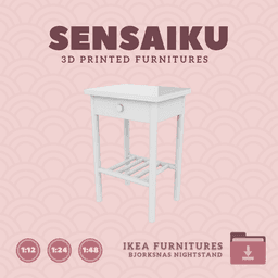 Miniature Replica 01. BJORKSNAS Nightstand for Miniature Dollhouse IKEA 3D Print (1:12,24,48) 3d model