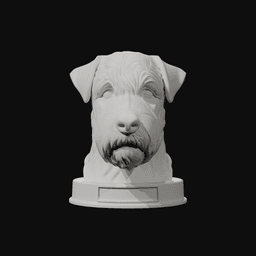 Soft Coated Wheaten Terrier Dog Bust with Nameplate - 3D Printable Pet Memorial Statue 3d model