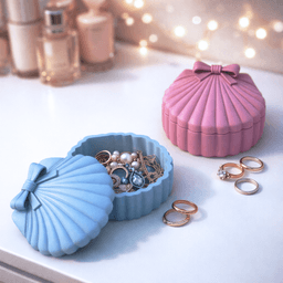 Shell Jewelry Box with Bow | Seashell Trinket Box | Vanity Coastal Gift Decor 3d model