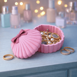 Shell Jewelry Box with Bow | Seashell Trinket Box | Vanity Coastal Gift Decor 3d model
