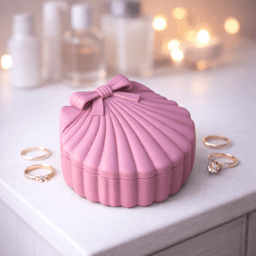 Shell Jewelry Box with Bow | Seashell Trinket Box | Vanity Coastal Gift Decor 3d model