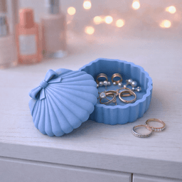 Shell Jewelry Box with Bow | Seashell Trinket Box | Vanity Coastal Gift Decor 3d model