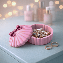 Shell Jewelry Box with Bow | Seashell Trinket Box | Vanity Coastal Gift Decor 3d model