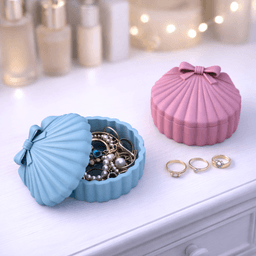 Shell Jewelry Box with Bow | Seashell Trinket Box | Vanity Coastal Gift Decor 3d model