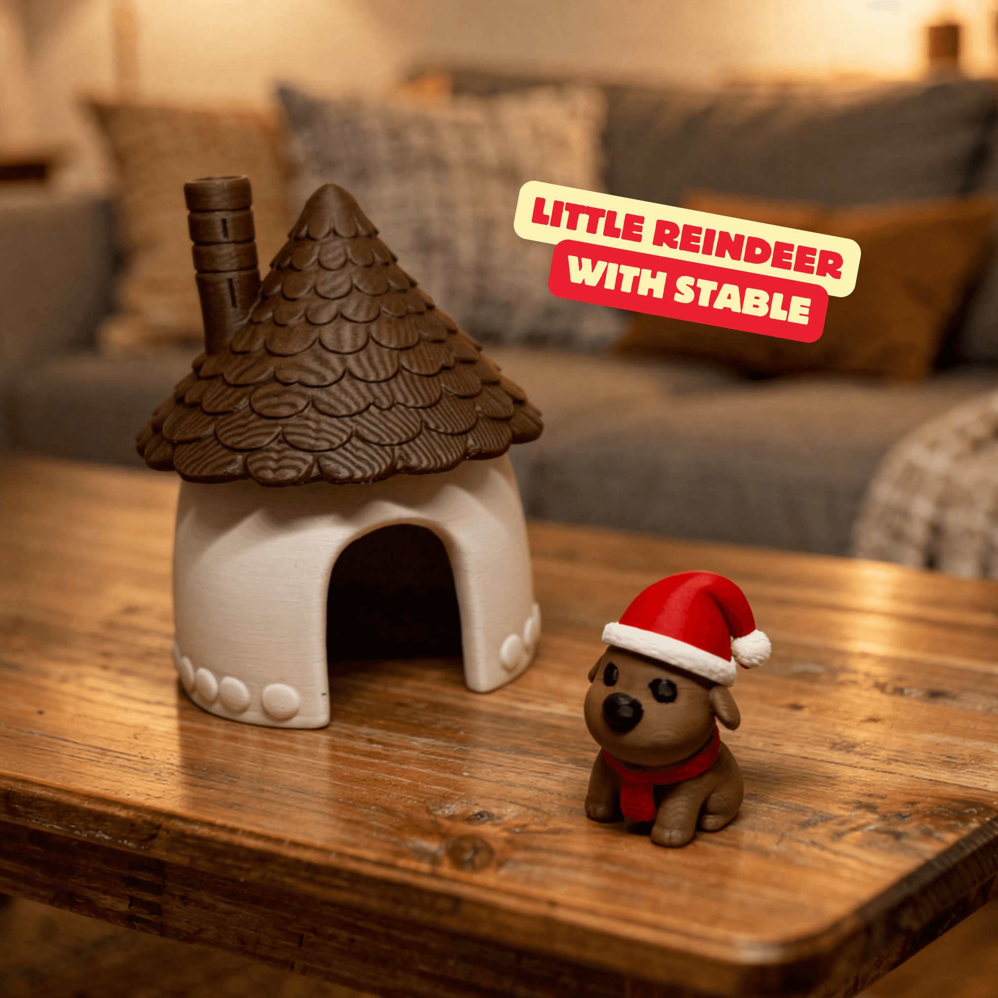 CUTE REINDEER WITH STABLE - COZY CHRISTMAS COMPANION / CHRISTMAS DECOR 3d model