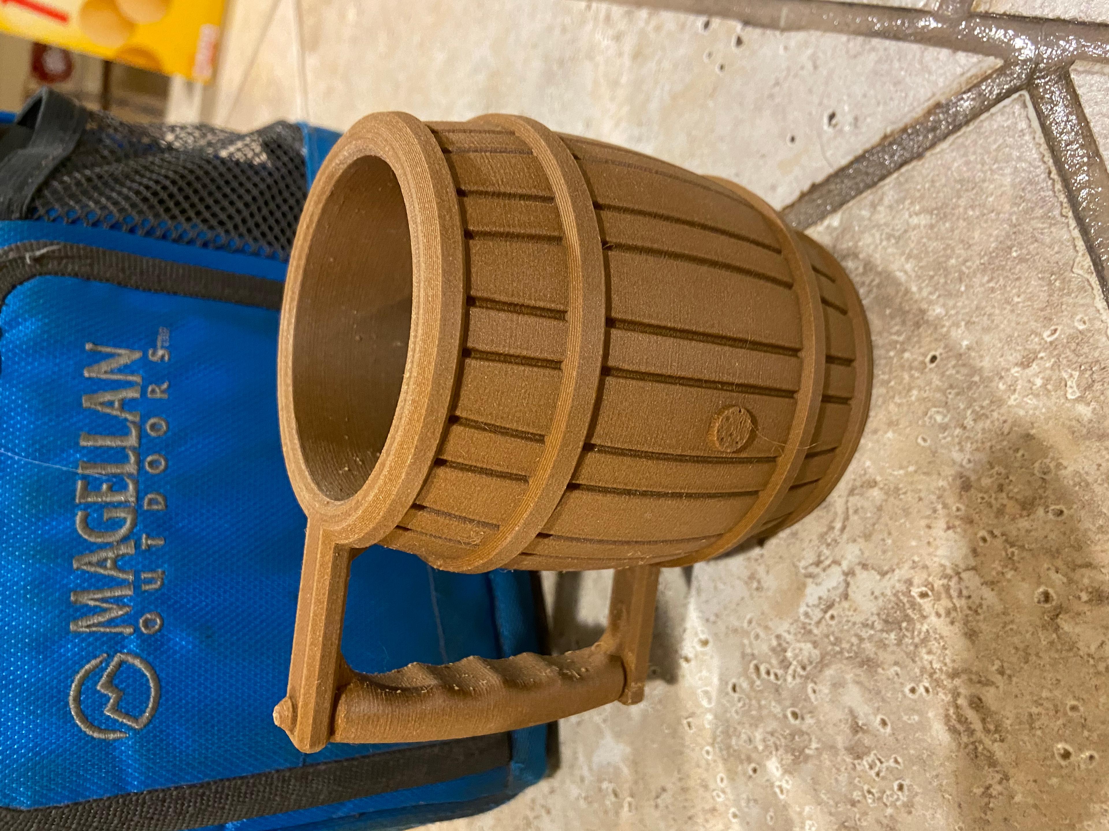 Root Beer Barrel - 12oz Can Coozie aka Stein for your Soda Pop Cans! - Printed with walnut PLA.  - 3d model