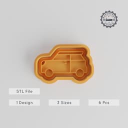 Hatchback Mini Car Shape Cutter & Stamp, Cookie Fondant Set, 3 Sizes, 6 Pieces, Miniature Sporty Car Design PRODUCT_3230 3d model