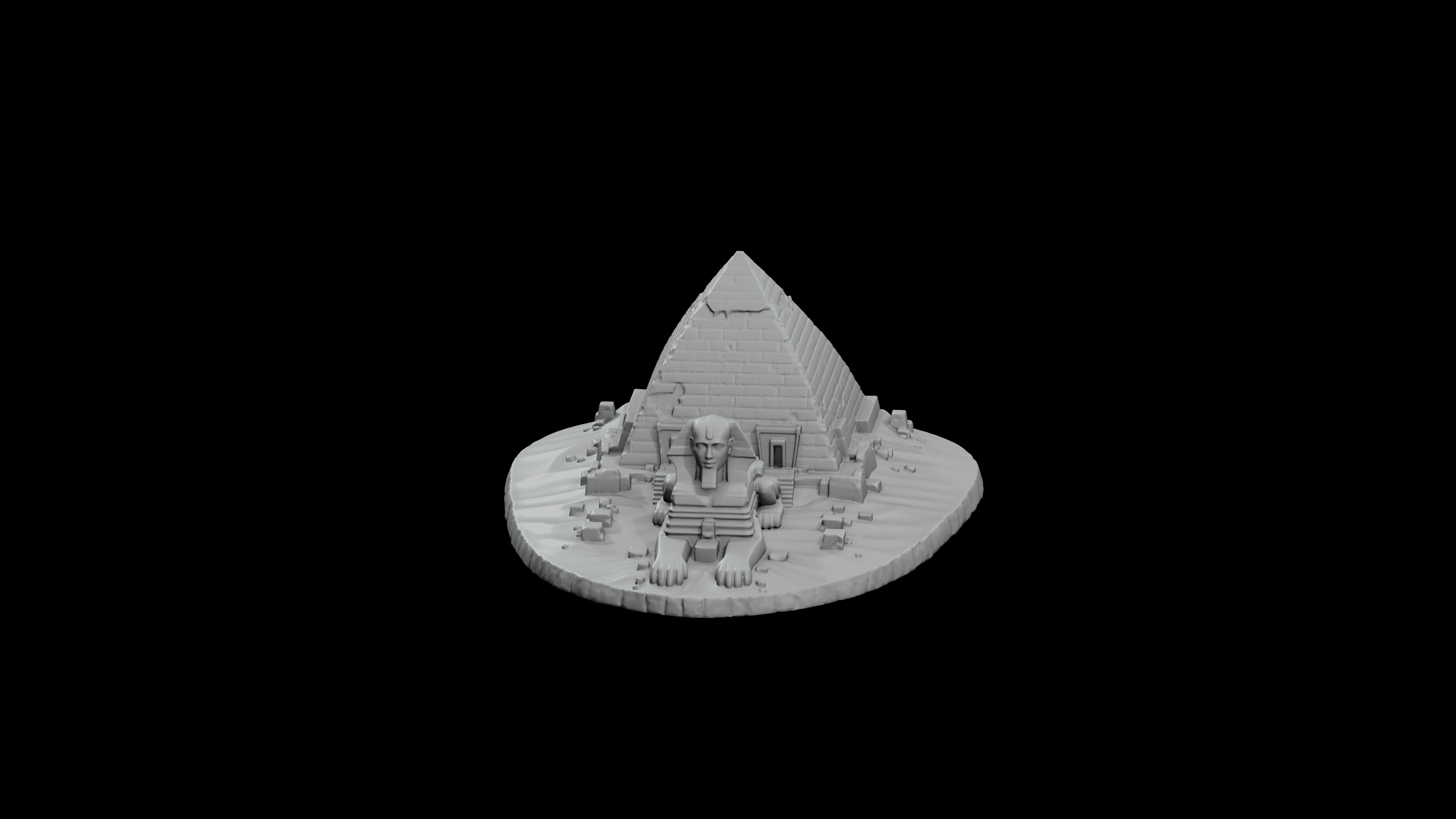 Great Pyramid and Sphinx Base STL - Printable Landmark Desk Miniature 3d model