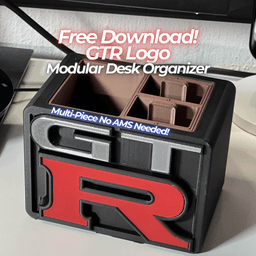 GTR Logo Modular Desk Organizer – Multi-Piece, No AMS Needed (Free Download) 3d model