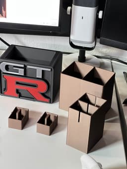 GTR Logo Modular Desk Organizer – Multi-Piece, No AMS Needed (Free Download) 3d model