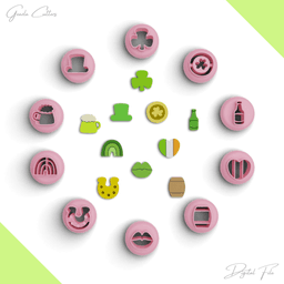 St. Patrick's Day Studs Clay Cutter Pack, Mini Saint Patricks Day Set, 10 Models, 2 Size, No: 1365 3d model