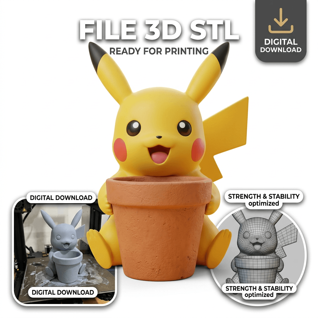 Pikachu Planter Pen Holder OBJ.obj 3d model