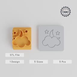 Night Stamp Tile Set, Five Sizes, Perfect for Clay, Cookies & Fondant, Moon & Halloween Theme PRODUCT_4140 3d model