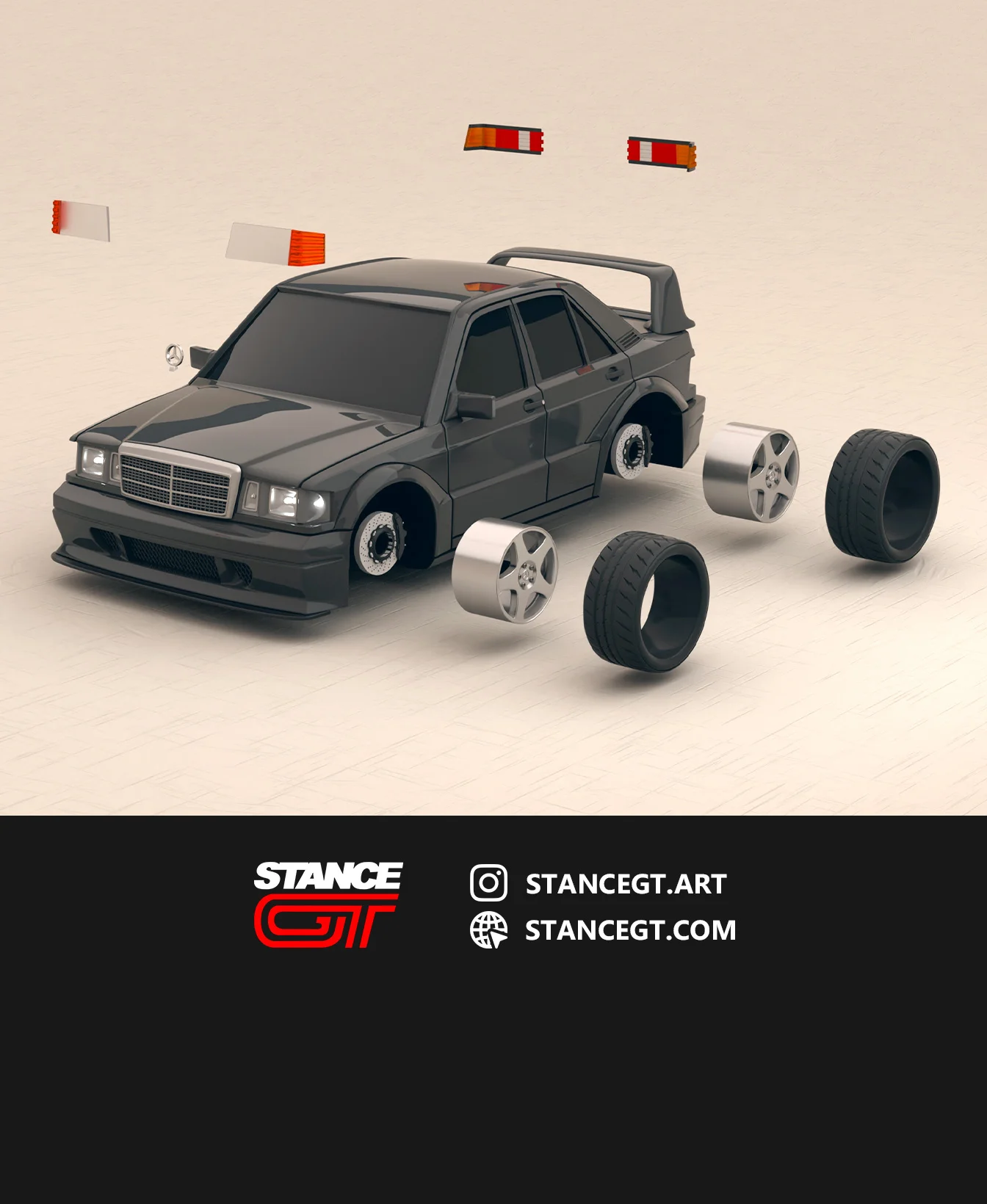 Mercedes 190E EVO II | Scale model kit car 3d model
