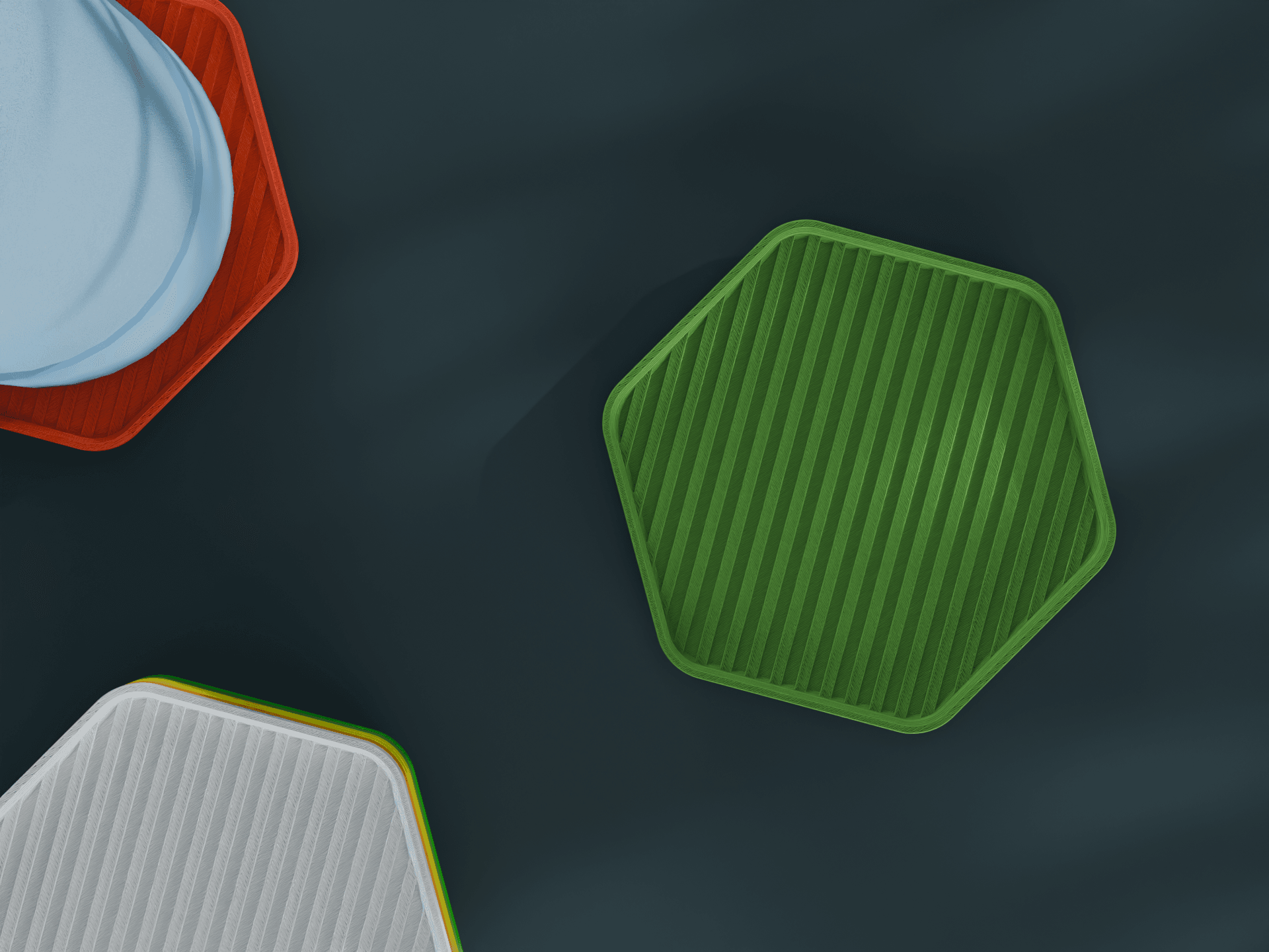 Stackable Striped Hexagon Coaster Set 3D Print STL File | 3 Sizes 3d model