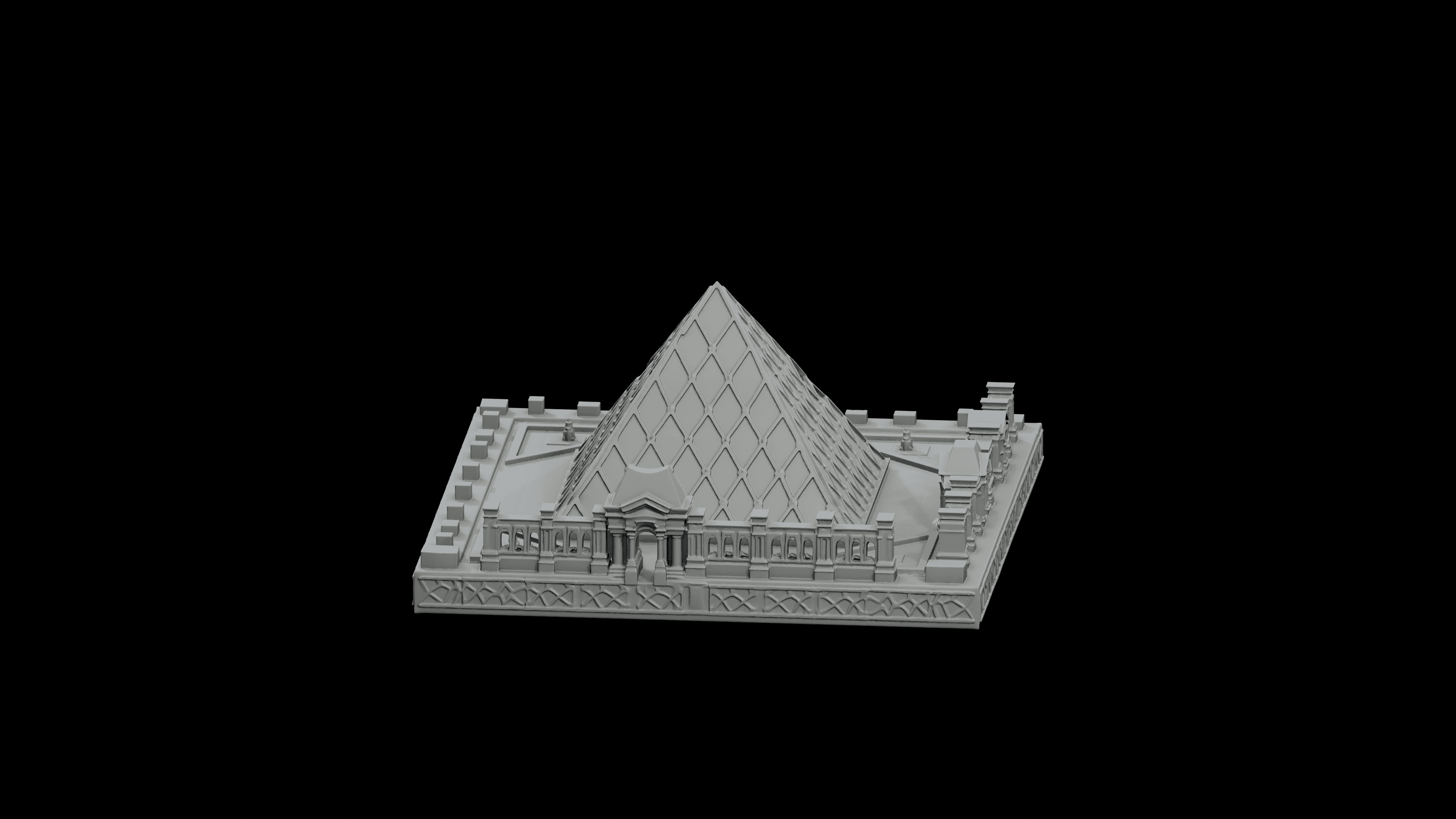 Louvre Glass Pyramid Display STL - Printable Landmark Desk Miniature 3d model