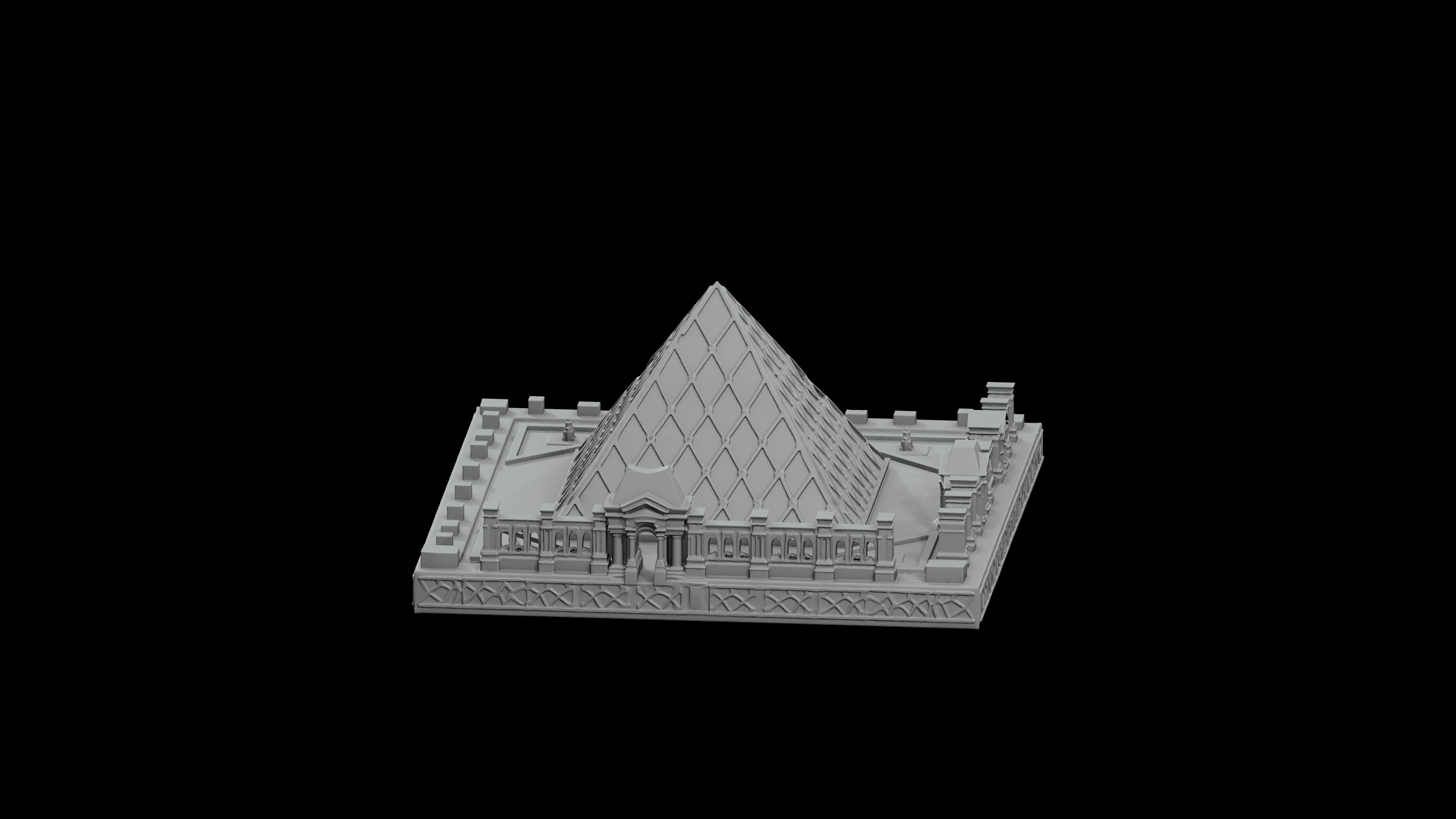 Louvre Glass Pyramid Display STL - Printable Landmark Desk Miniature 3d model