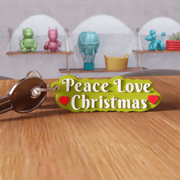 Peace Love Christmas Holiday Keychain 3d model