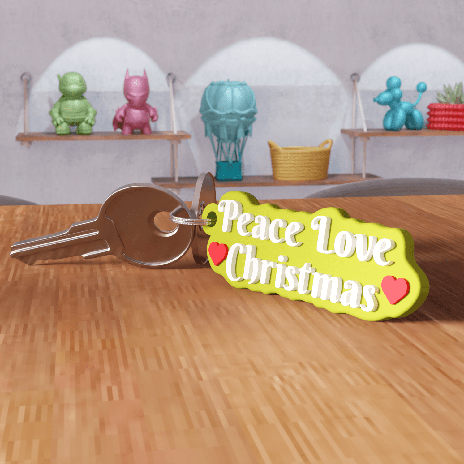 Peace Love Christmas Holiday Keychain 3d model