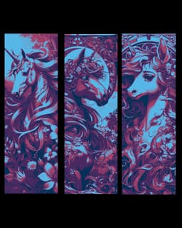 fantasy horse and unicorn Bookmarks 3d model