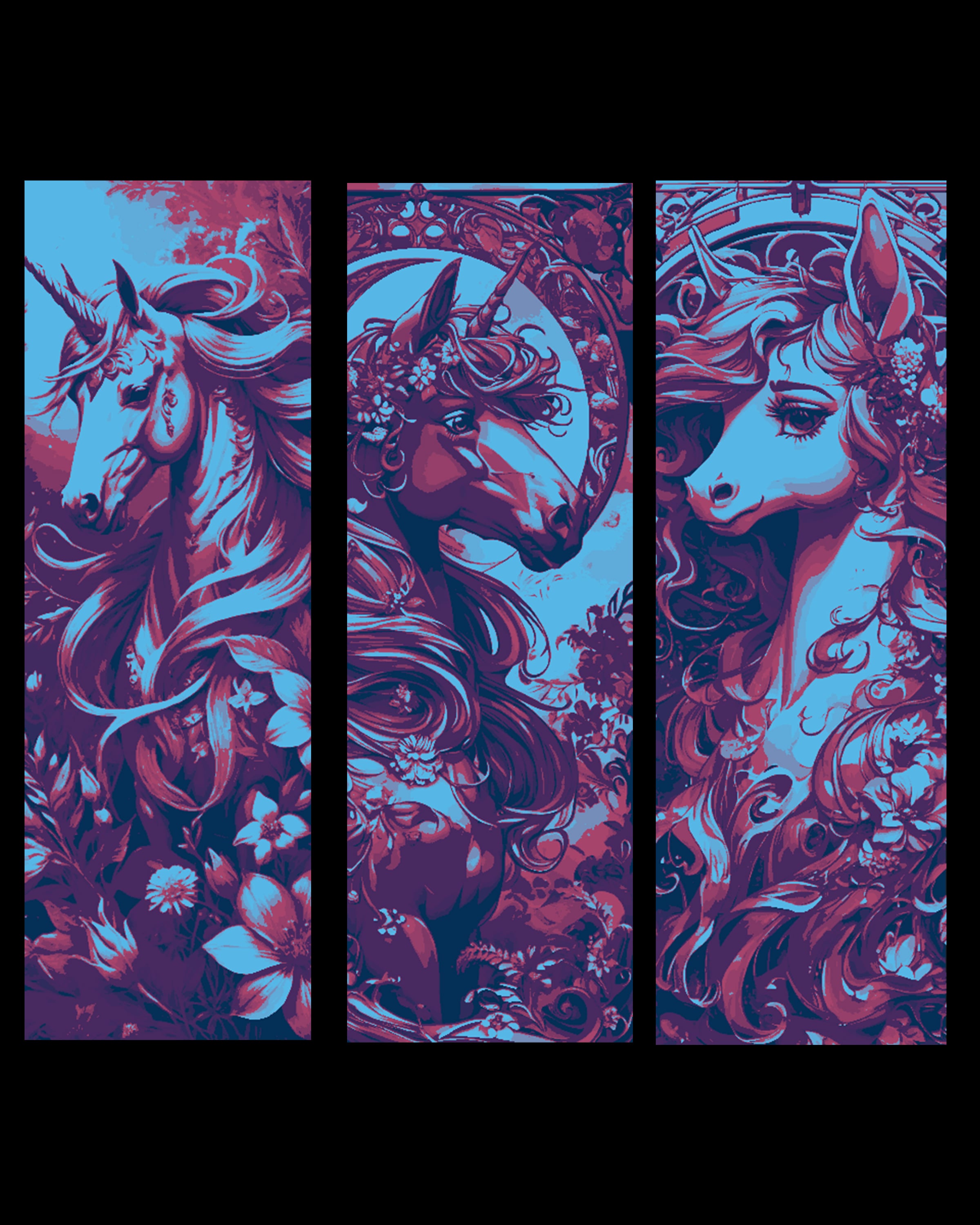fantasy horse and unicorn Bookmarks 3d model