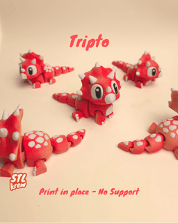 Cute triceratop Dinosaur AMS version - Tripto - no support, print in place 3d model