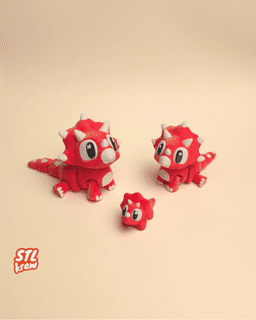 Cute triceratop Dinosaur AMS version - Tripto - no support, print in place 3d model