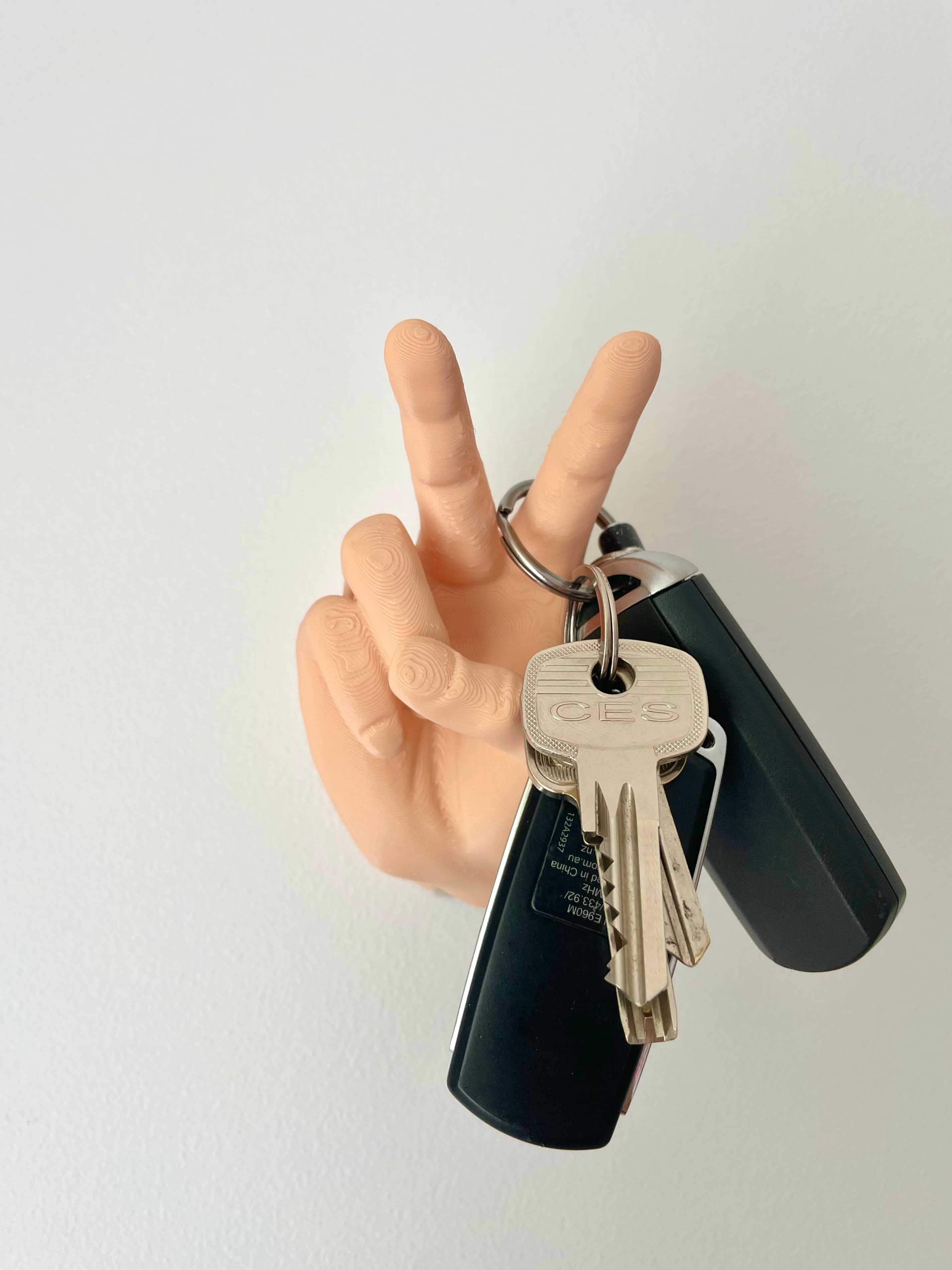 Key / Coat Holder Peace Sign Hand Wall Mounted 3d model