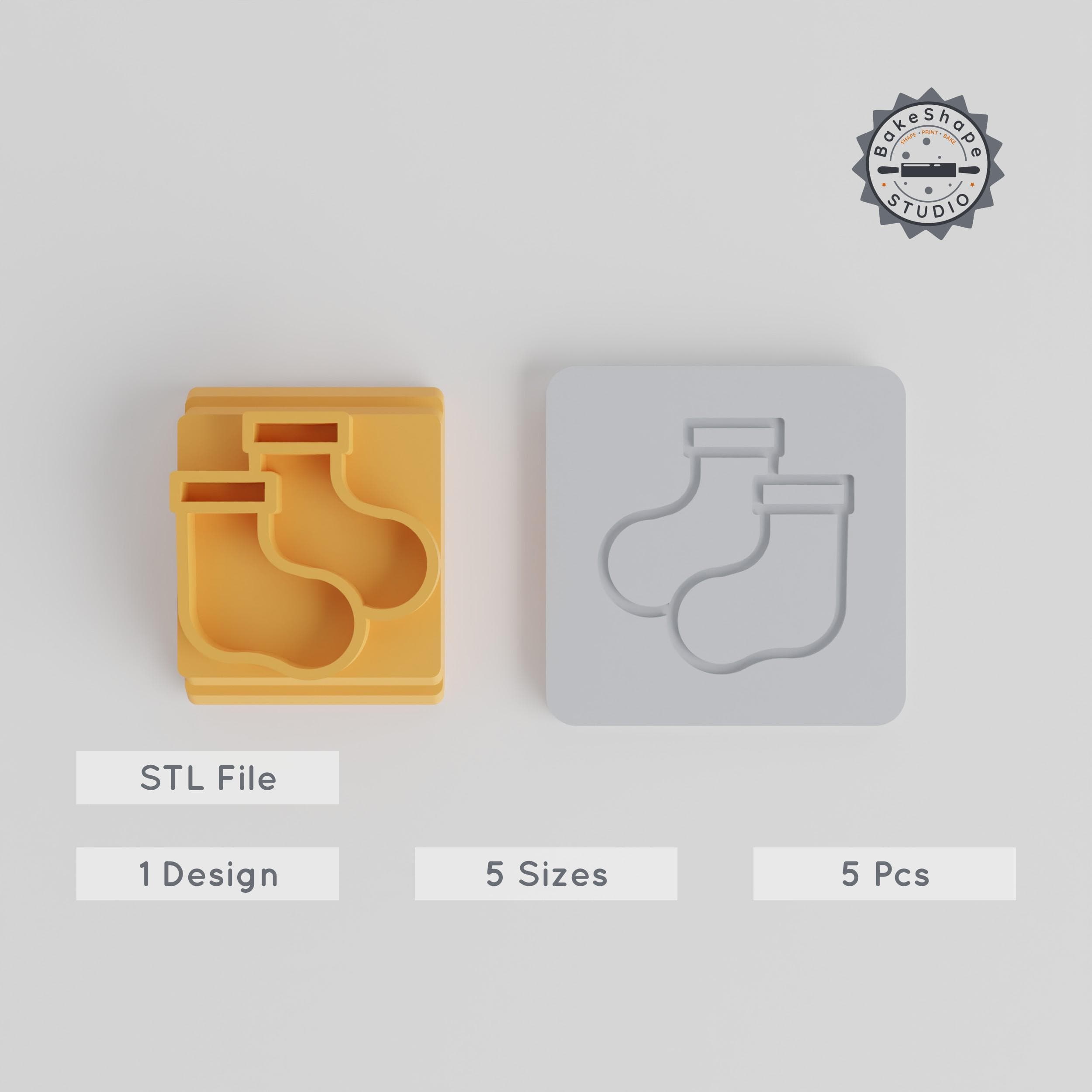 Christmas Stocking Stamp Tile Set, 5 Sizes, Perfect for Clay & Fondant, Holiday Sock Design for Cookies PRODUCT_4618 3d model
