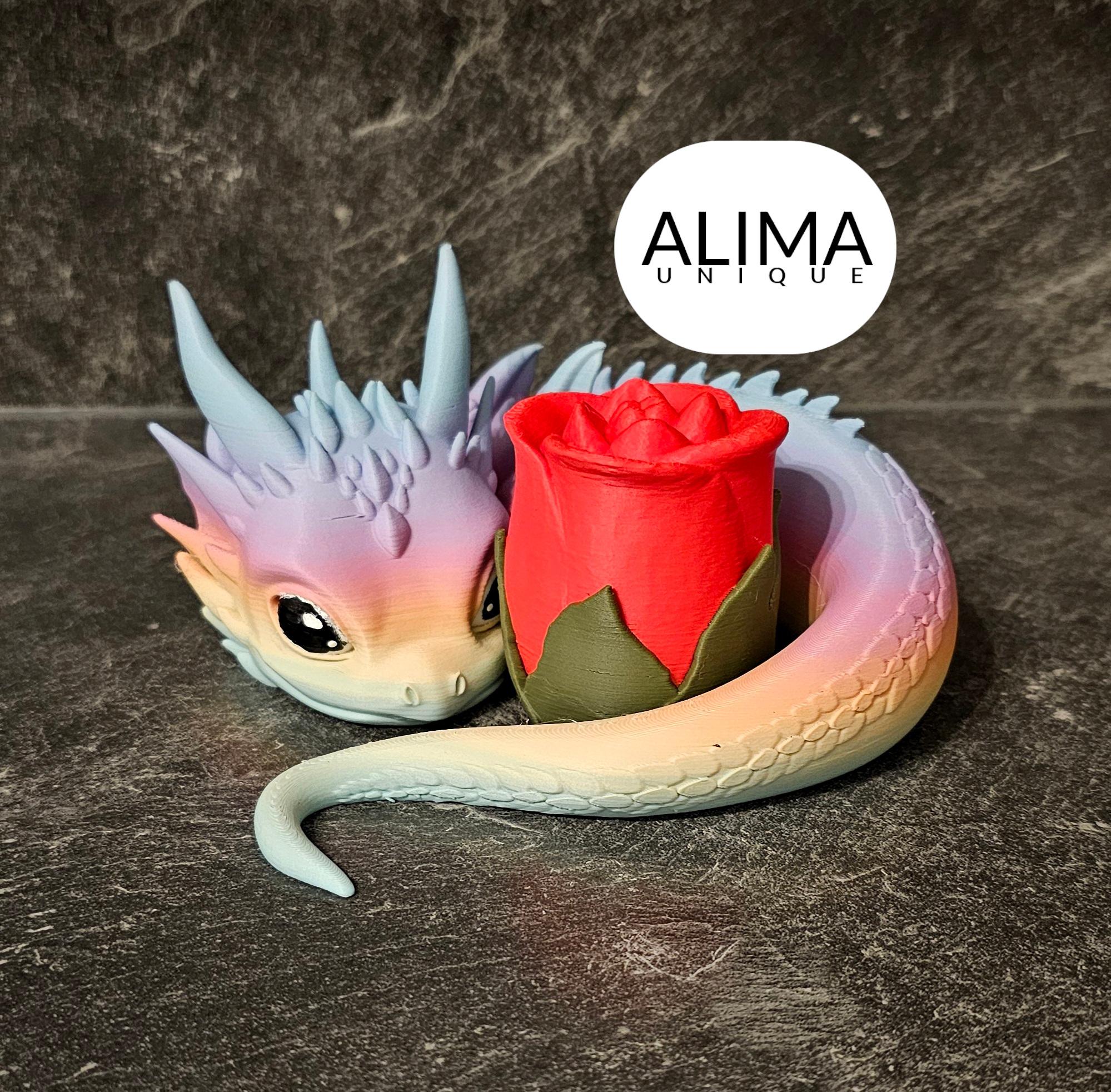 baby dragon with a rose  3d model