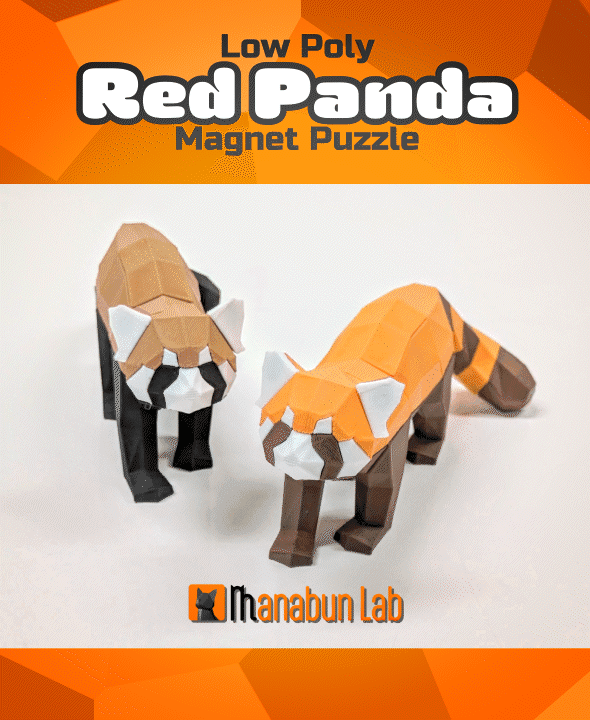Low Poly Red Panda Magnet Puzzle (No supports, no AMS) 3d model