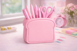 Toast Pen Holder STL | Bread Pencil Holder | Cute Desk Organizer 3d model