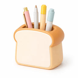 Toast Pen Holder STL | Bread Pencil Holder | Cute Desk Organizer 3d model